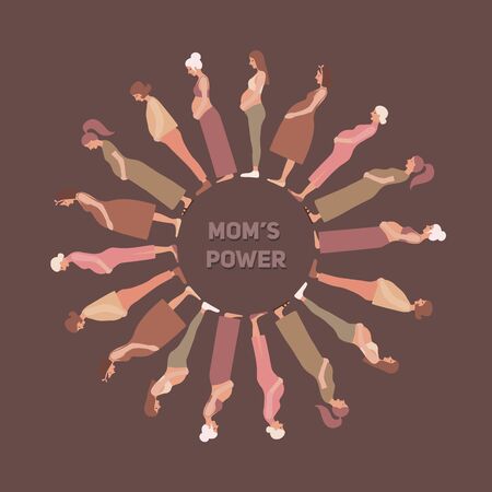 Pregnancy motherhood people expectation round frame vector illustrationのイラスト素材