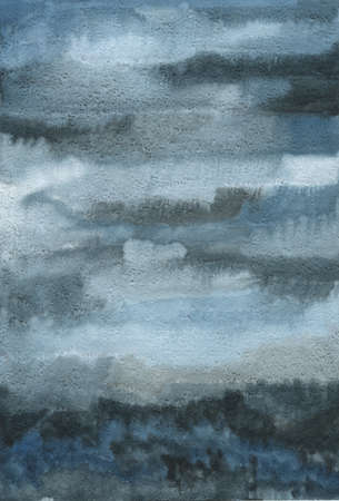 Watercolor background with blue and gray stains and gradientの写真素材