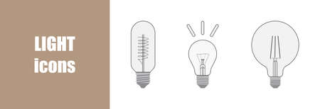 Set of light icons. Three different lampsのイラスト素材