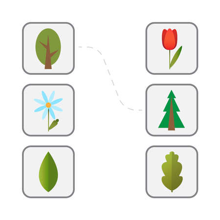 Game for kids. Match trees, flowers and leavesのイラスト素材