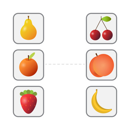 Game for kids. Match pair. Match colors of fruits.のイラスト素材