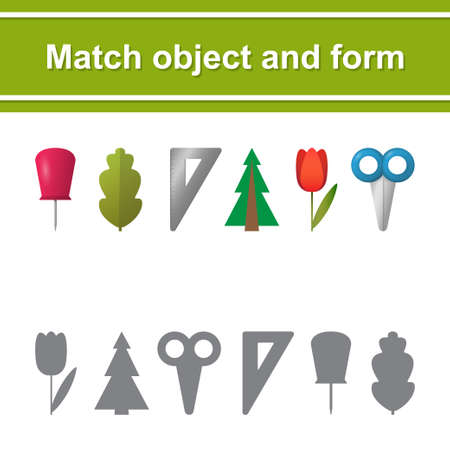 Game for kids. Match object and form. Fruits, vegetables and otherのイラスト素材