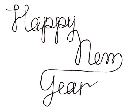 Happy New Year lettering. Hand written calligraphy.の写真素材