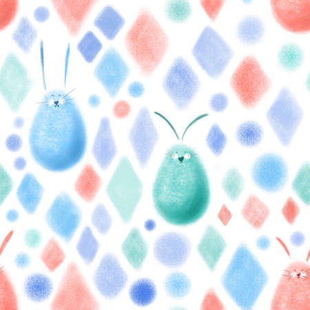Easter rabbit hand drawn pattern colorfull lightの写真素材