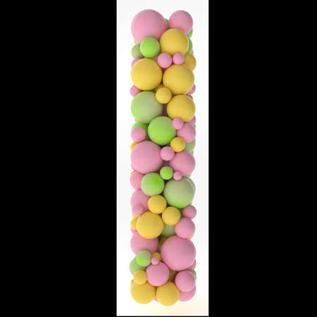 3D rendering hebrew type stacked from multicolor balls inside letter. Concept kids and education symbols isolated.の写真素材