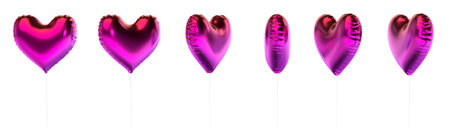 A heart shaped purple ball rotates around itself isolated on a white background. High quality photoの写真素材