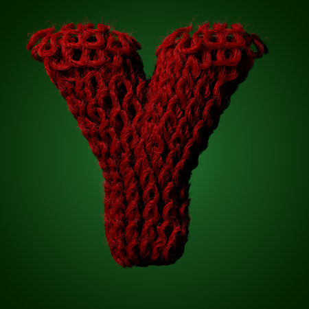 3d Knitted letter of English alphabet. Cute handmade font. 3d rendering typeの写真素材