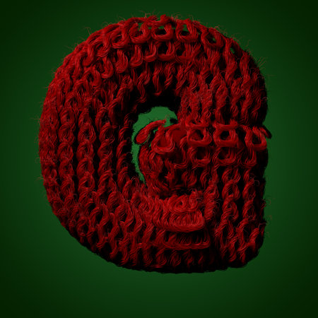 3d Knitted letter of English alphabet. Cute handmade font. 3d rendering typeの写真素材