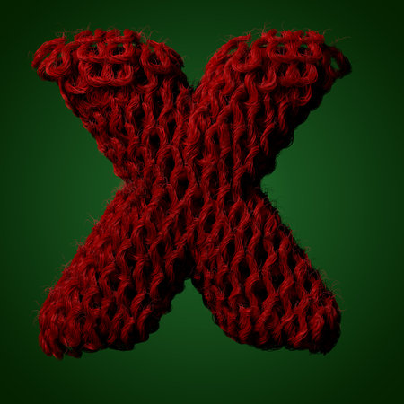 3d Knitted letter of English alphabet. Cute handmade font. 3d rendering typeの写真素材