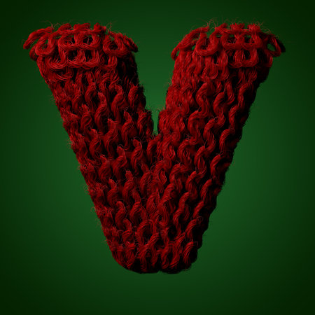 3d Knitted letter of English alphabet. Cute handmade font. 3d rendering typeの写真素材