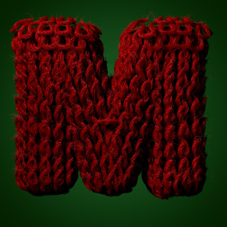 3d Knitted letter of English alphabet. Cute handmade font. 3d rendering typeの写真素材