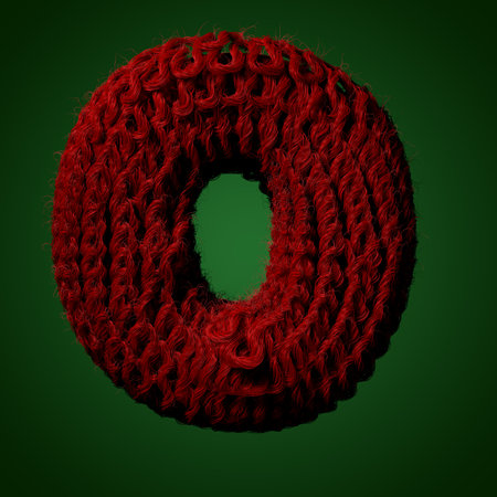 3d Knitted letter of English alphabet. Cute handmade font. 3d rendering typeの写真素材