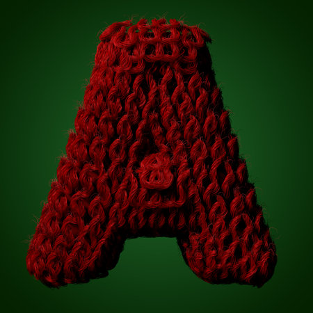 3d Knitted letter of English alphabet. Cute handmade font. 3d rendering typeの写真素材