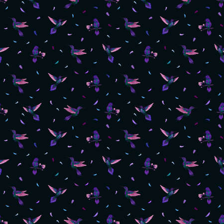Hummingbird seamless magic photorealistic art pattern. great for fabric, textile, wallpaper, cover.の写真素材