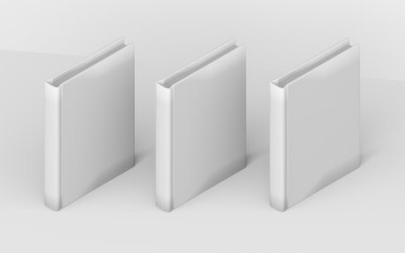 Blan book cover mock up with empty space in isometric. 3d illustration. Template for brochures or magazine. 3d renderingの写真素材