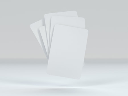 Playing cards mockup deck of playing cards isolated in white table 3D rendering illustrationの写真素材