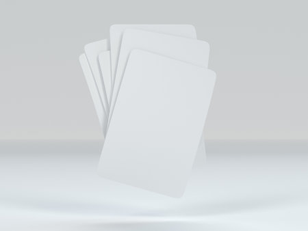 Playing cards mockup deck of playing cards isolated in white table 3D rendering illustrationの写真素材