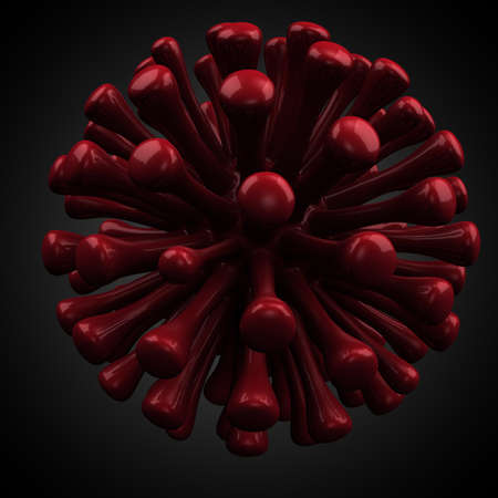 virus pathogen respiratory flu outbreak 3d rendering illustration. Microscope virus cells.の写真素材