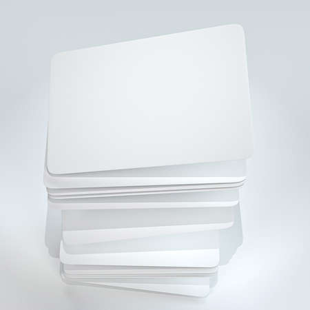 Floating playing cards above the deck. Flying 3D rendering for design placement. Casino, betting, gambling. Teaching material. 3d template for presentation. The stack, the deck is empty.の写真素材