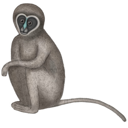 Exotic monkey drawn in vintage realistic style isolated on white