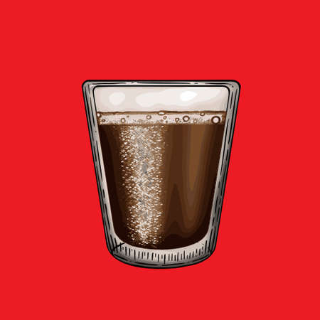 Cup of hot espresso. Hand drawn ink engraving vintage vector element for menu. Isolated on white backgroundのイラスト素材