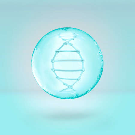 Dna molecule in egg cell. technologies in reproductive medicine. 3d illustration of in vitro fertilization under a microscope.Beautiful medical banner in red tones.Close-up, microscope,IVF advertisingの写真素材