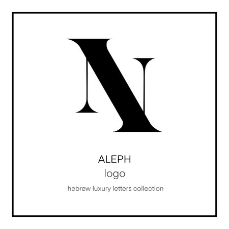 Calligraphically, a letter of the Hebrew alphabet with serifs. Decorative font. Handdrawn brush Letters. Sign isolated on who backgroundの写真素材