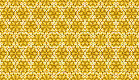 Modern simple geometric gold flower seamless tile pattern on white background. Light abstract floral wallpaper. azulejos lisbon patterns in yellow.Portugal geometric ceramics.の写真素材