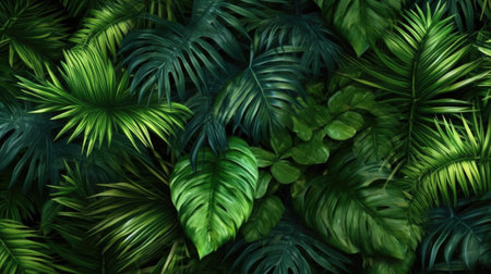 Tropical palm leaves, jungle leaf floral pattern backgroundの素材
