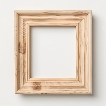Empty wooden frame isolated on white backgroundの素材