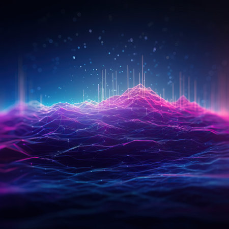 Abstract futuristic background with pink blue,violet, pink glowing neon lines. Ai generatedの素材