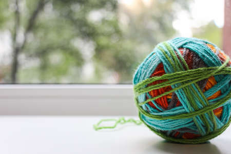 Multi-colored yarn for knittingの写真素材