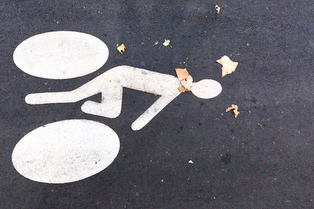 Bicycle sign painted on the road.の写真素材