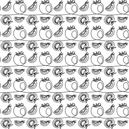 tomato contour quarter half whole backgroundのイラスト素材