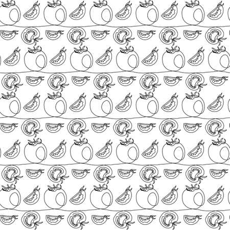 tomato contour quarter half whole background black whiteの写真素材