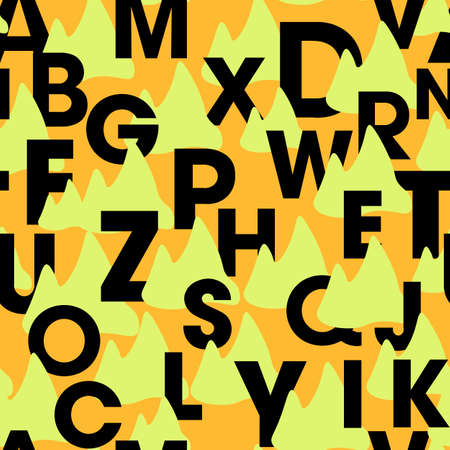 background with letters universal stylish adult children male female yellow blackのイラスト素材