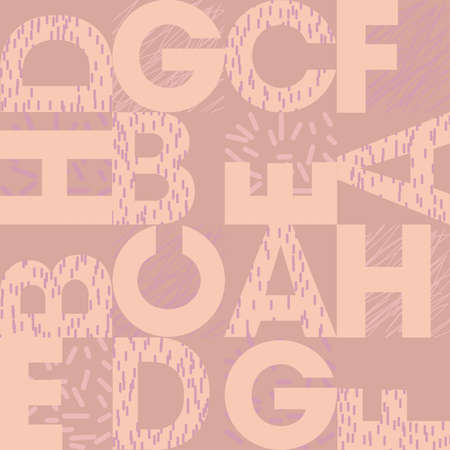 letters with different slants school alphabet and strokes powdery pink beigeのイラスト素材