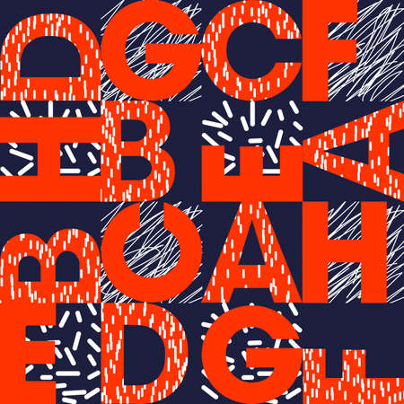 letters with different slants school alphabet and strokes red blue whiteのイラスト素材