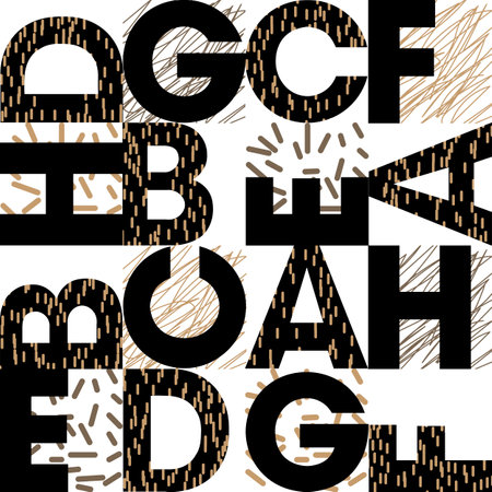 letters with different slants school alphabet and strokes black whiteのイラスト素材