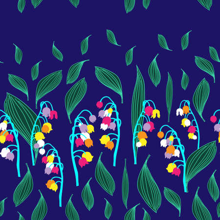 flowers lilies of the valley pattern color stripe row line striped modern design bright beautiful strip row lineのイラスト素材