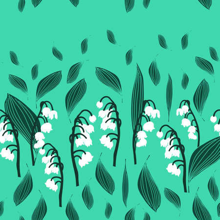 flowers lilies of the valley pattern color stripe row line striped modern design bright beautiful strip row lineのイラスト素材