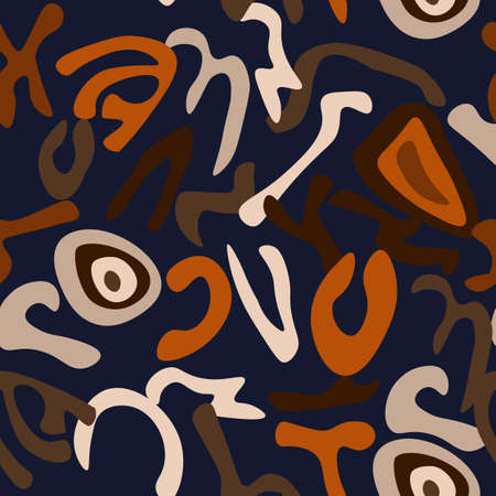 abstract background pattern Brown orange gray beige blue outline modern fashion stylish designer fresh shapes stylized brightのイラスト素材