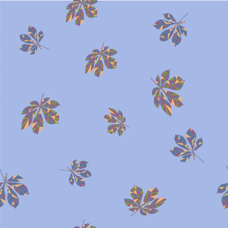 september forest chestnut leaves mushroom attractive cute fashion seamless sunny blue beige autumn low polyのイラスト素材