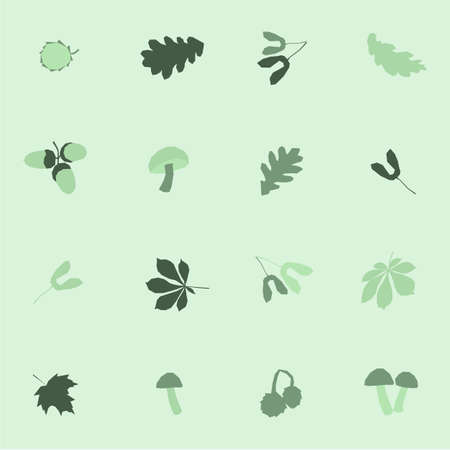 autumn forest maple leaves chestnut mushrooms acorns attractive cute fashion seamless sunny green autumn low polyのイラスト素材