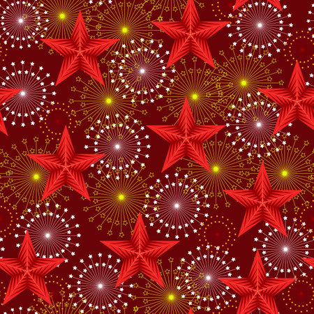 beautiful modern postcard for the holiday May 9 victory day with a star salute low poly St. George ribbon pattern seamlessのイラスト素材