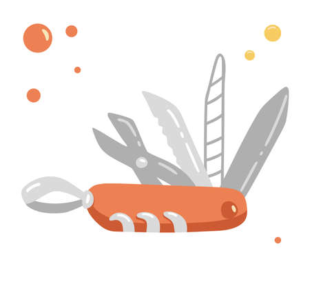 Camping knife from camping and outdoor recreation set, isolated on white background, can use for camp flyer, card, posters, t-shirt design. Vector illustration.のイラスト素材