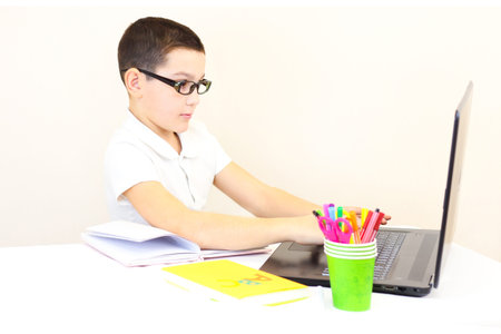 Boy learns remotely