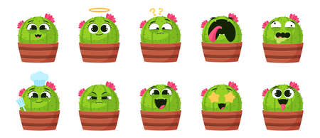 Cutie the Cactus In a Pot Stickersのイラスト素材