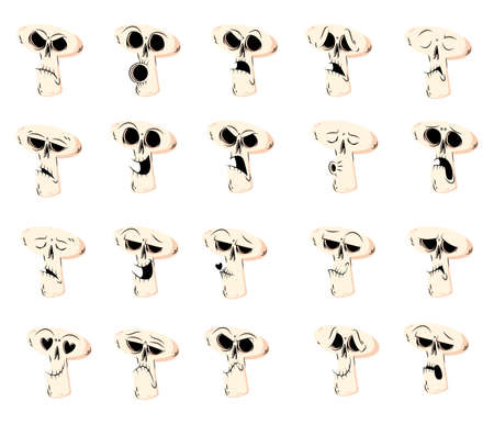 cute skeleton doodle sticker, skeleton illustration cartoonのイラスト素材