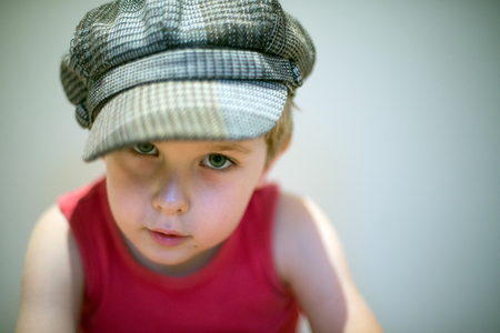 A young boy strong lookの写真素材